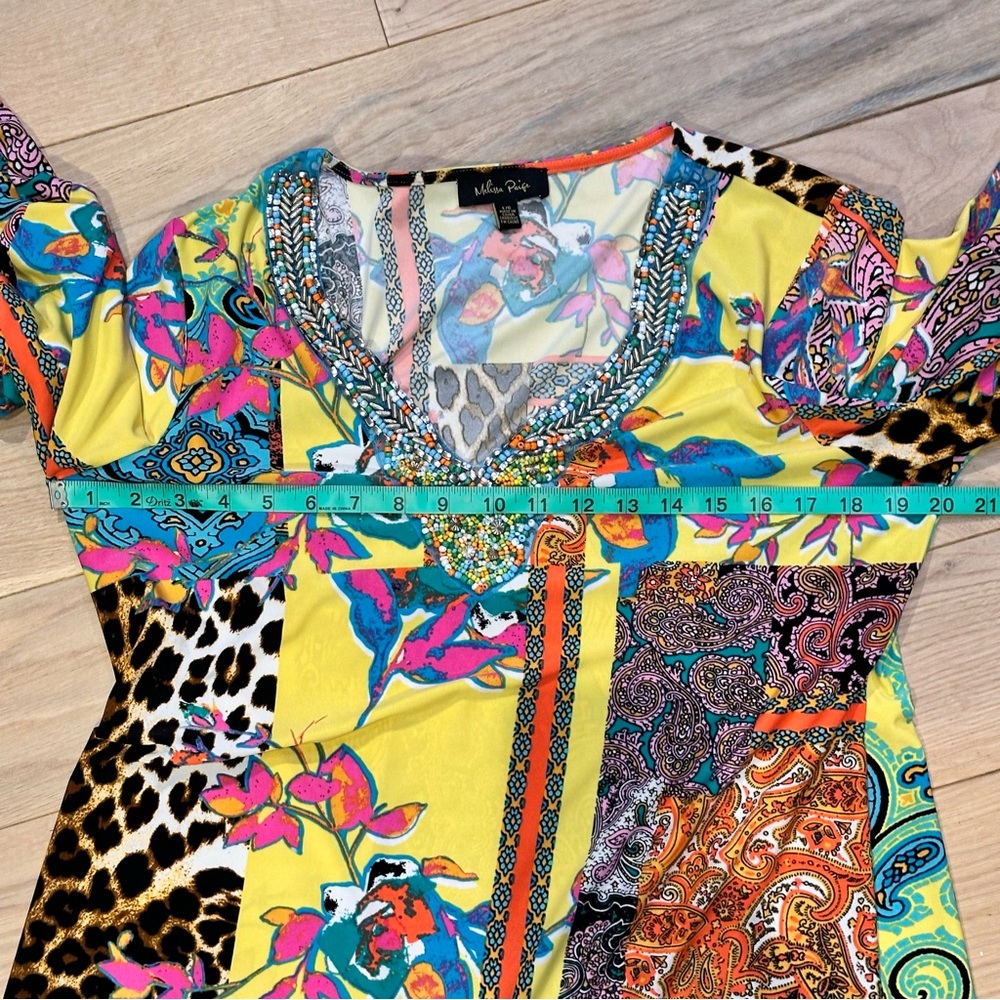 Melissa Paige Colorful Print and Beaded Blouse - Picture 8 of 10